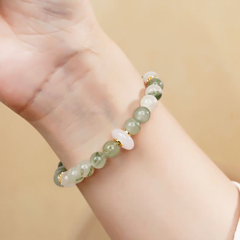 10mm Tianshan Jade Chalcedony Luck Bracelet for Women