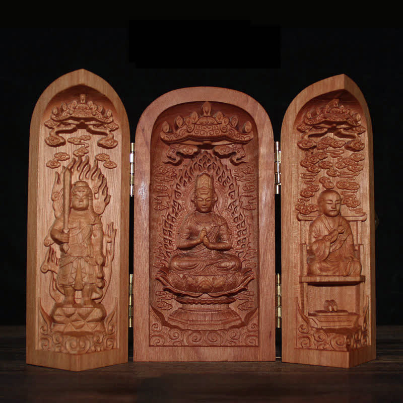 Cherry Wood Avalokitesvara Kwan Yin Buddha Altar Decoration