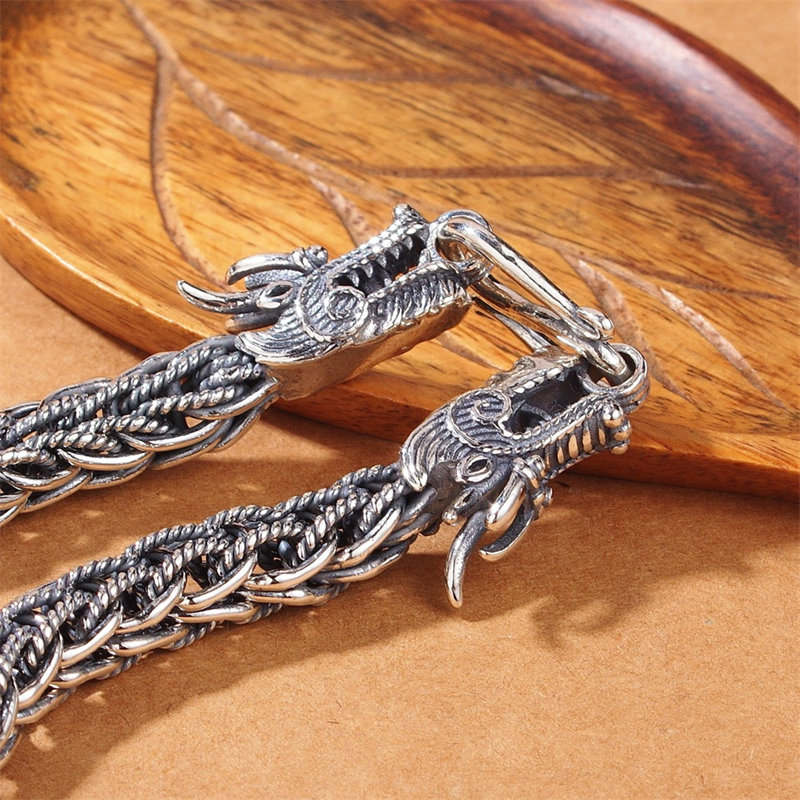 925 Sterling Silver Dragon Bracelet for Success and Strength