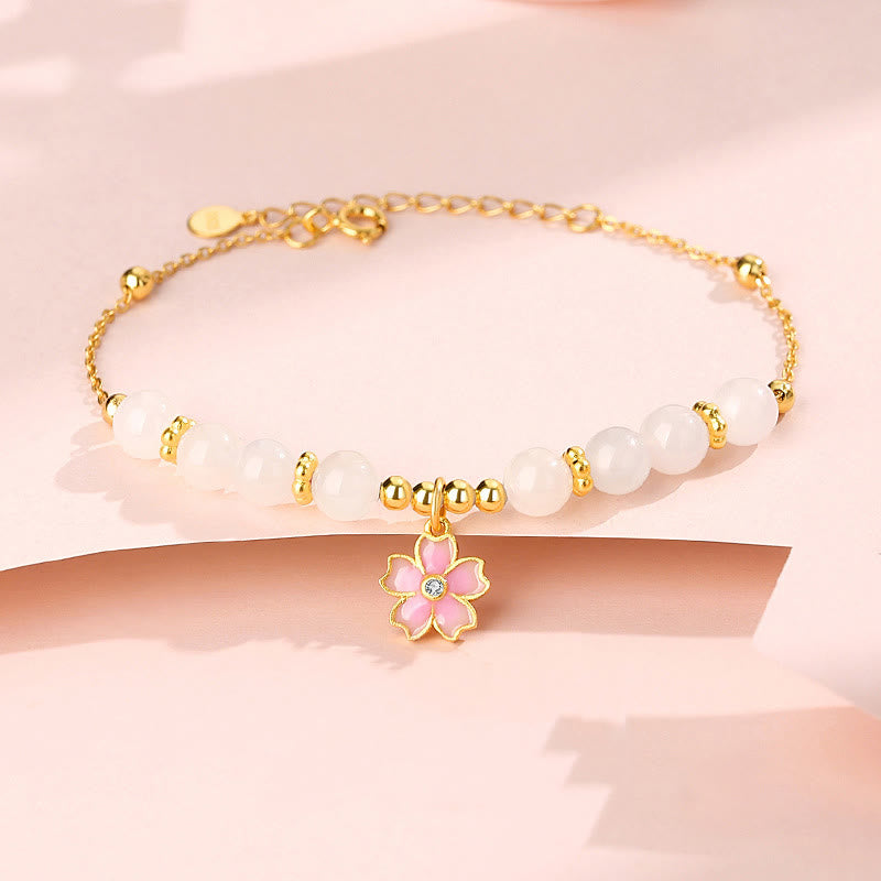6mm Hetian White Jade Protection Bracelet in Sterling Silver