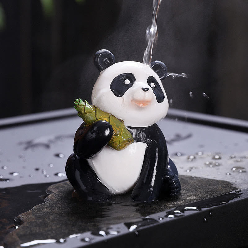 Color Changing Panda Bamboo Resin Tea Pet Figurine