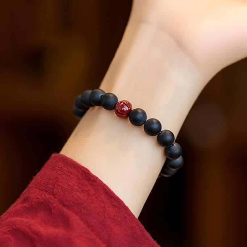 8mm Cinnabar Cypress Healing Bracelet for Calmness