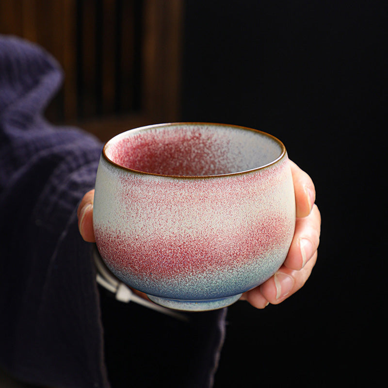 Retro Red Gradient Kiln Ceramic Tea Cup 160ml