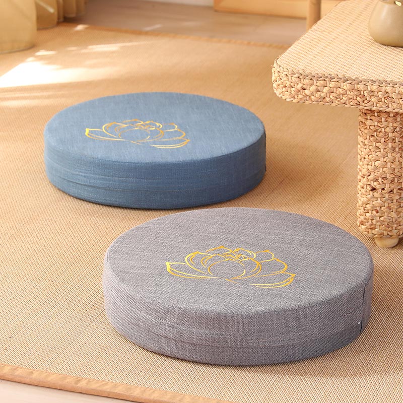 Lotus Embroidery Cotton Linen Meditation Seat Cushion