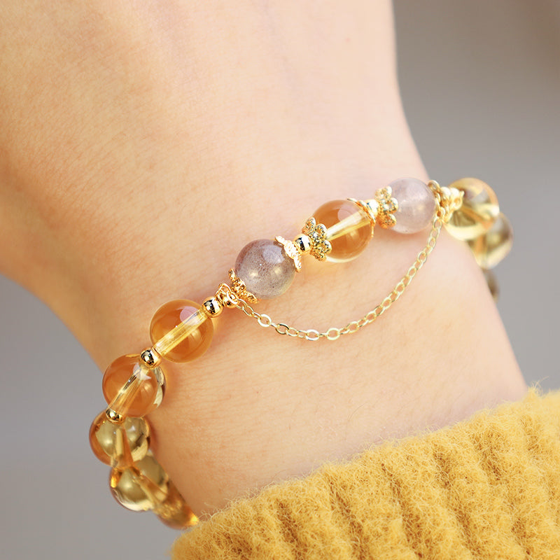 10mm Citrine Abundant Energy Bracelet for Prosperity