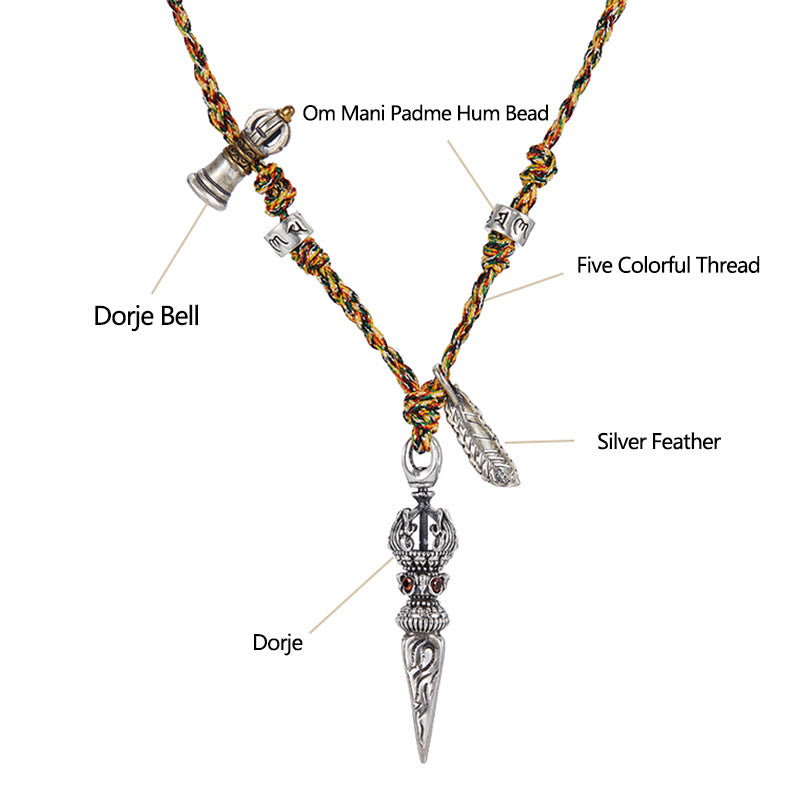 925 Sterling Silver Om Mani Padme Hum Necklace Dorje Vajra Pendant