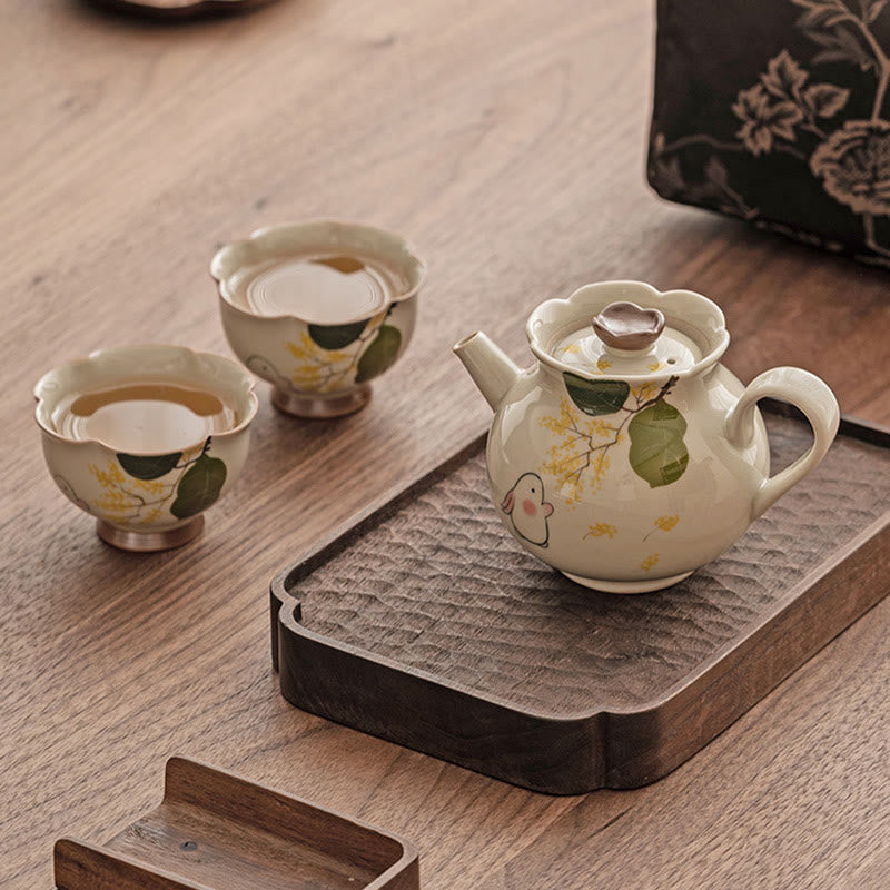 40ml Osmanthus Rabbit Ceramic Teacup for Kung Fu Tea Ritual