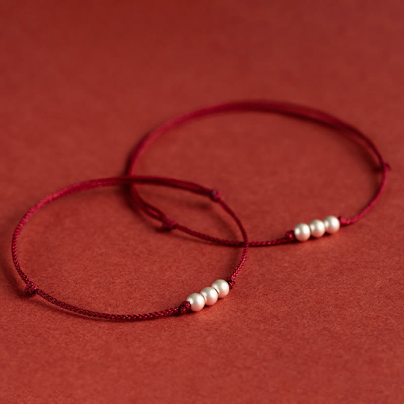 925 Sterling Silver Red String Protection Bracelet Anklet