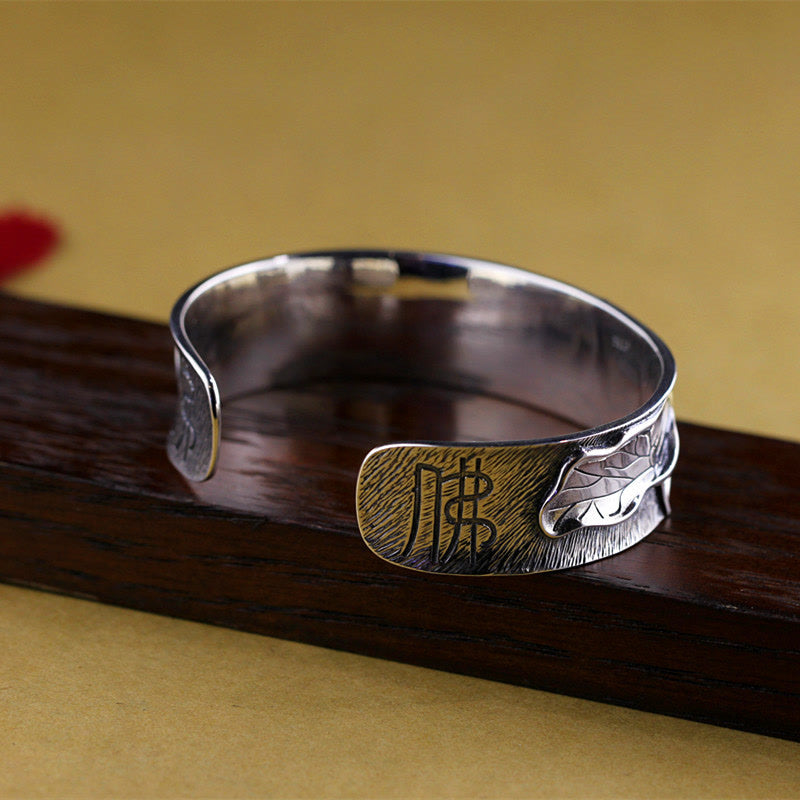 Lotus Flower Calm Bracelet in 925 Sterling Silver Adjustable