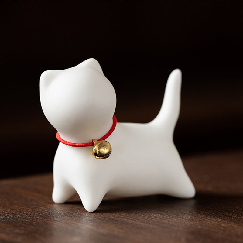Mini Ceramic Cat Tea Pet | Sitting & Standing Figurine 5cm