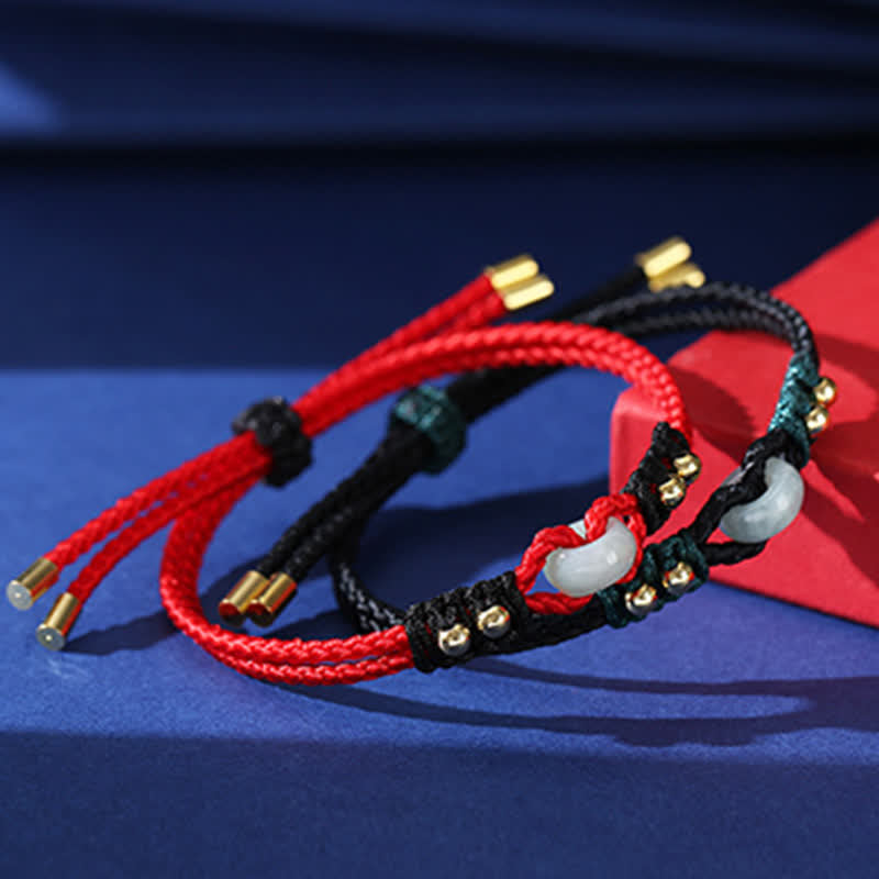 Adjustable Jade Bracelet with Peace Buckle for Abundance