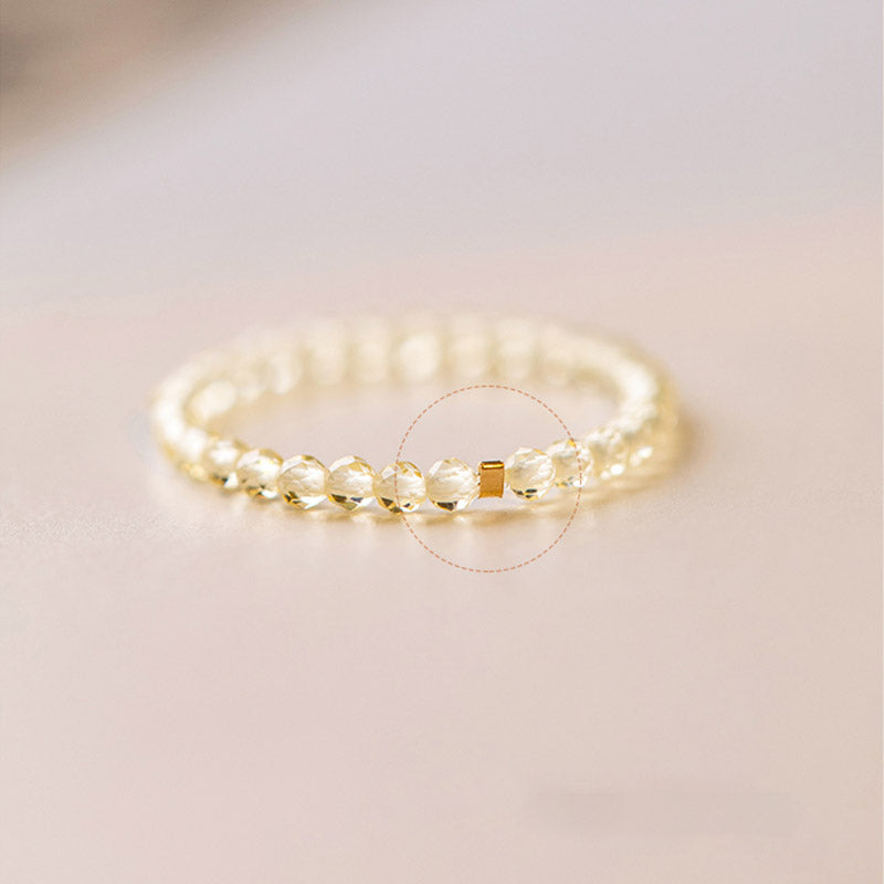 Natural Citrine Gold Ring Prosperity & Happiness 14k Plated