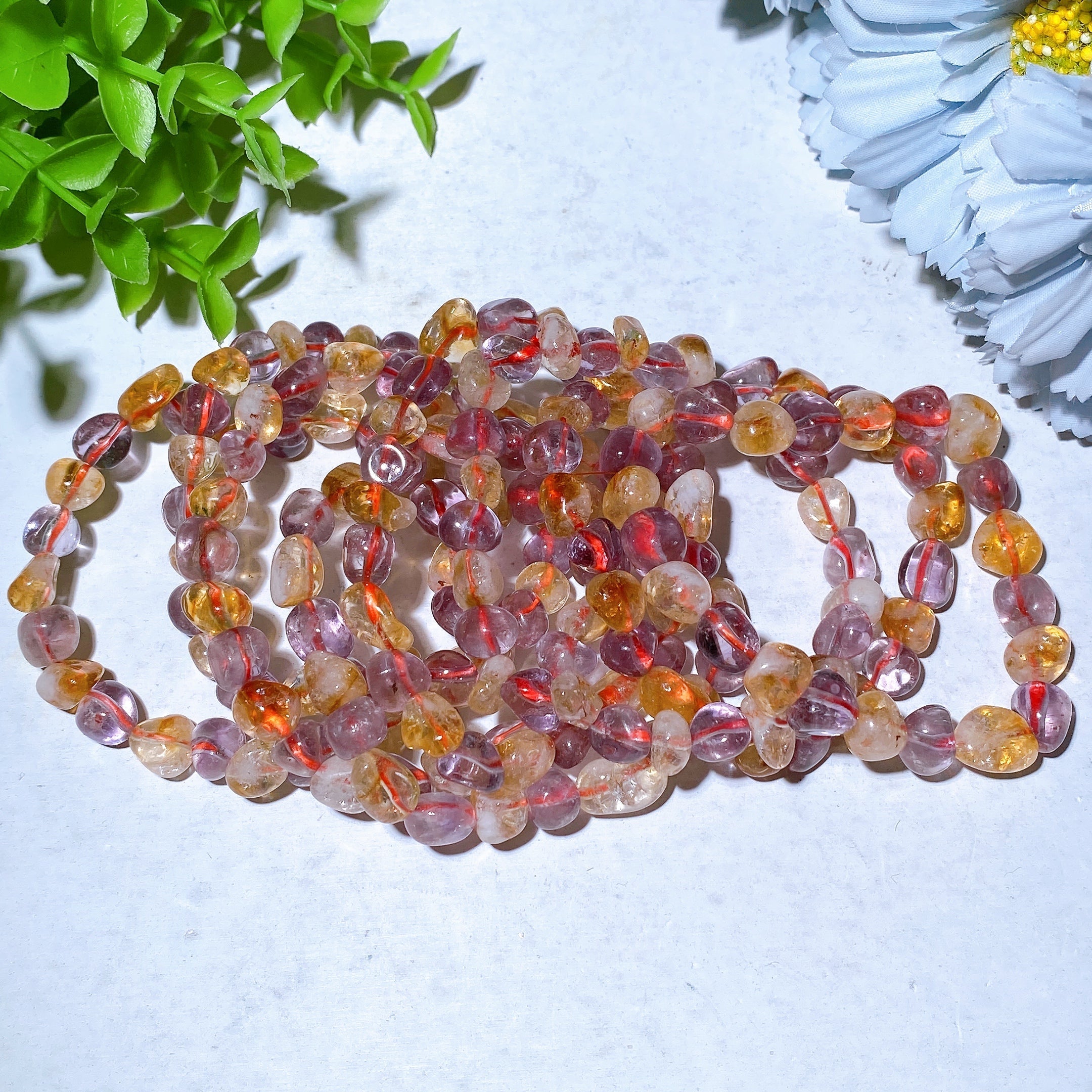 8mm Amethyst Citrine Chip Healing Bracelet for Balance