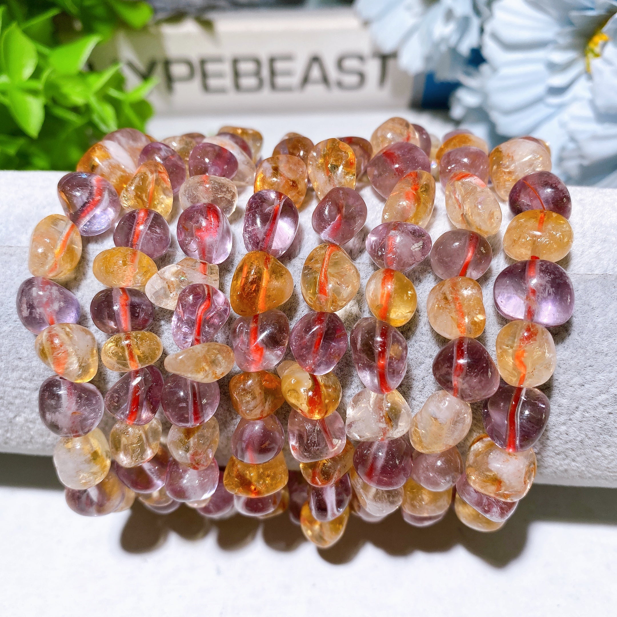 8mm Amethyst Citrine Chip Healing Bracelet for Balance