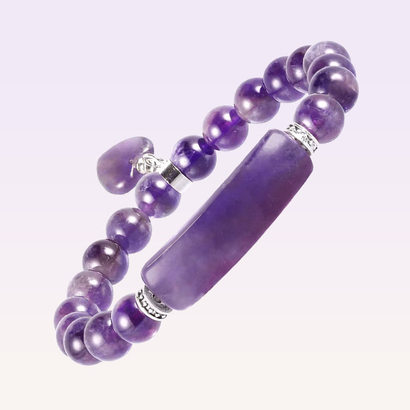 8mm Amethyst Healing Beads Love Heart Bracelet for Meditation