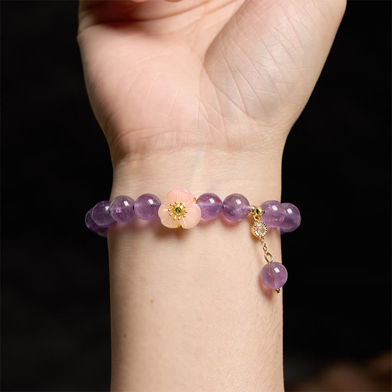 8mm Amethyst Peach Blossom Healing Bracelet