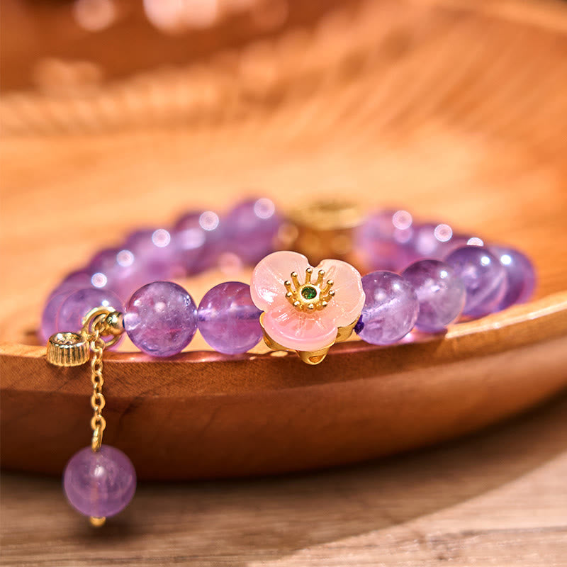 8mm Amethyst Peach Blossom Healing Bracelet
