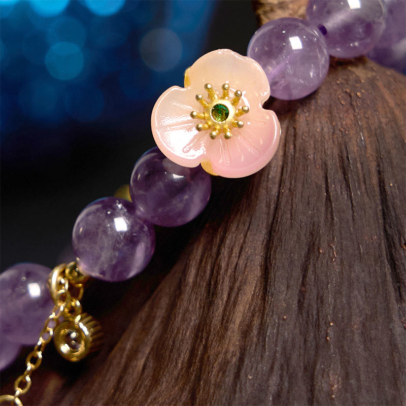8mm Amethyst Peach Blossom Healing Bracelet