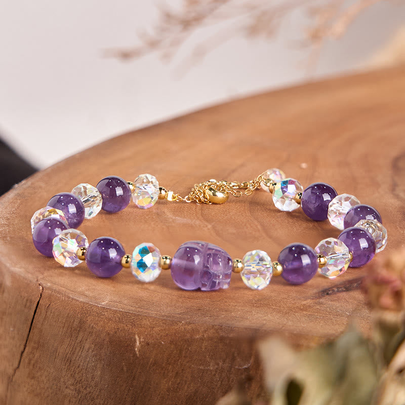 8mm Amethyst Pixiu Bracelet for Balance & Protection