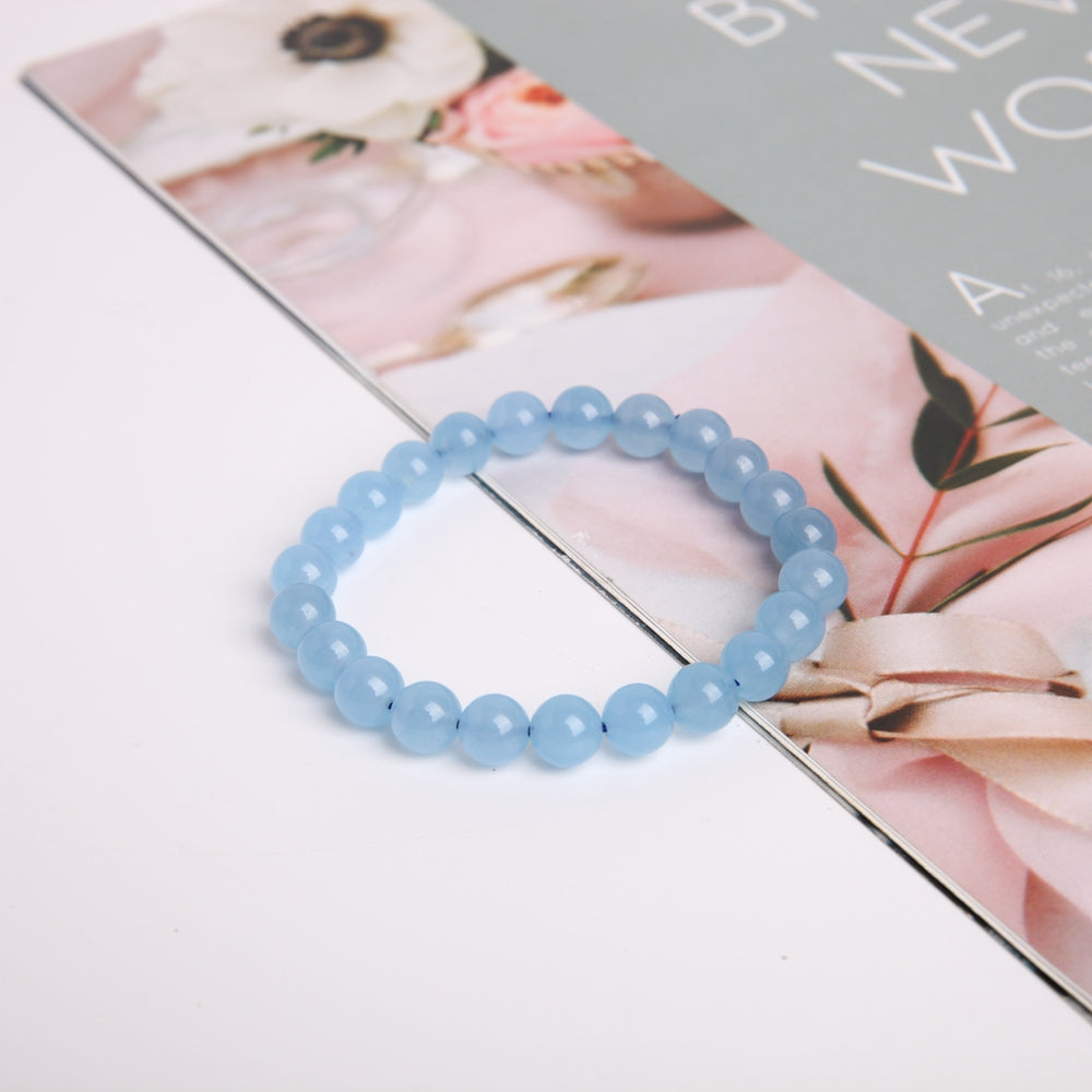 8mm Blue Chalcedony Agate Bracelet for Healing Balance