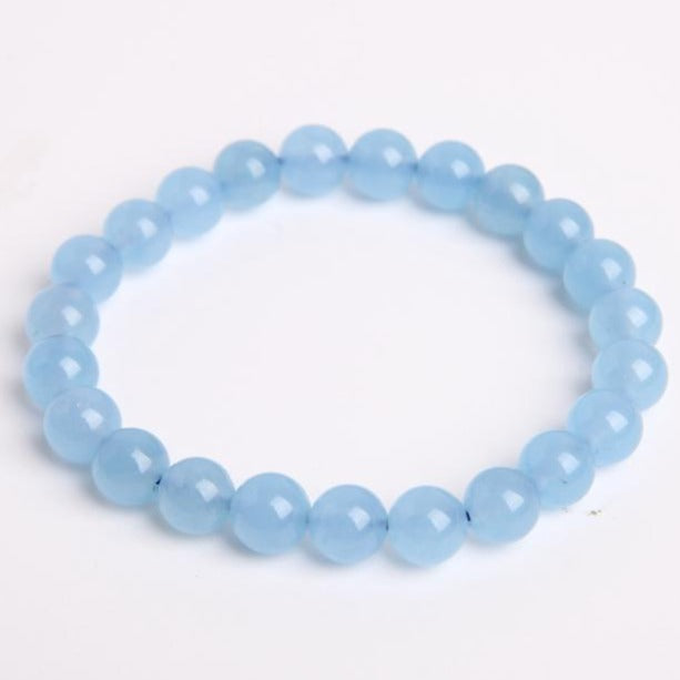 8mm Blue Chalcedony Agate Bracelet for Healing Balance