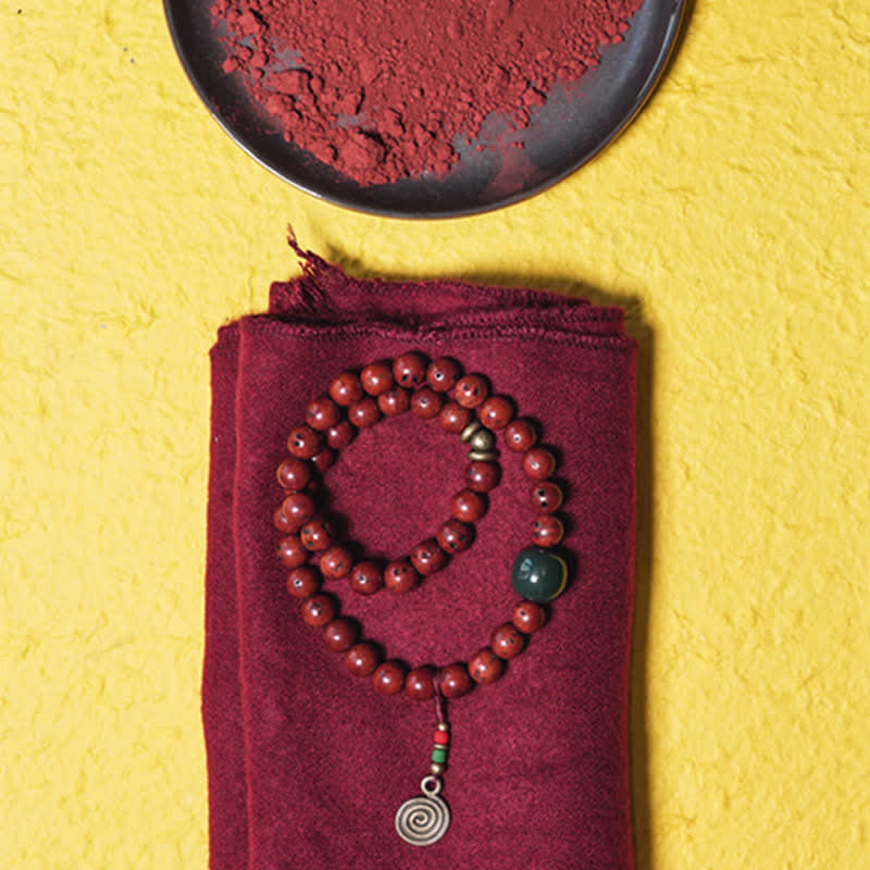 8mm Bodhi Seed Cyan Jade Copper Peace Bracelet