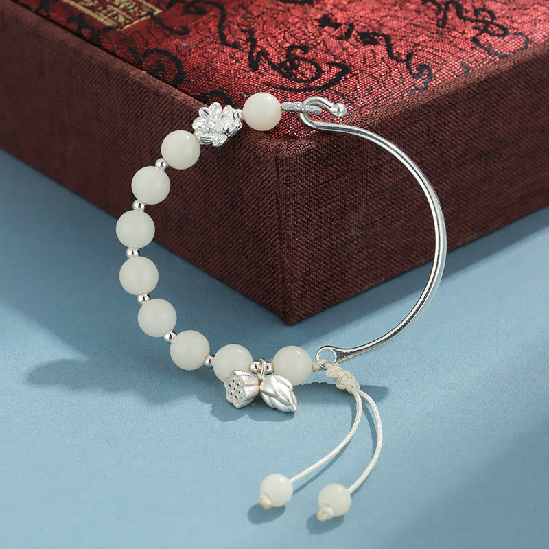 8mm Bodhi Seed Lotus Bracelet for Luck & Wealth