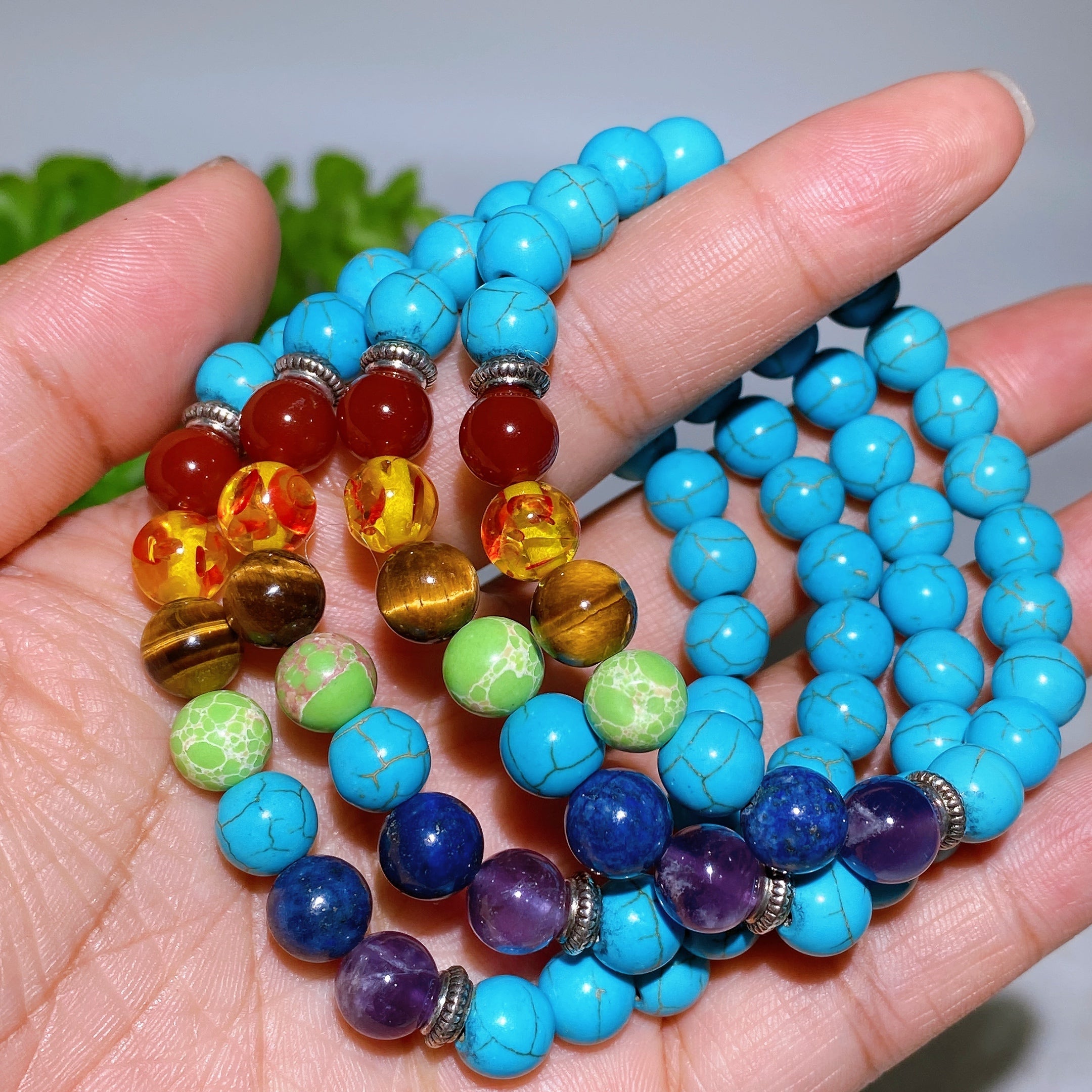 8mm Chakra Crystal Healing Bracelet for Energy Balance