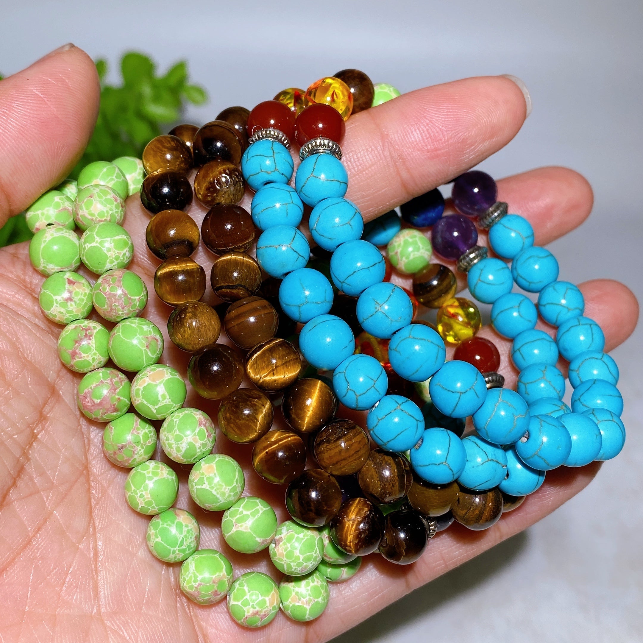 8mm Chakra Crystal Healing Bracelet for Energy Balance