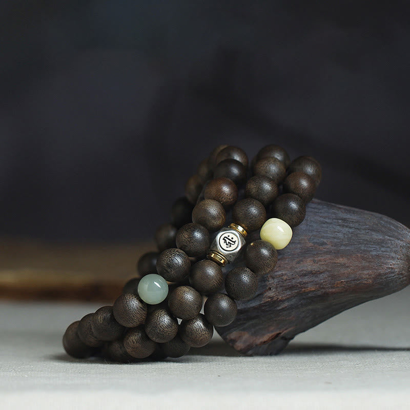 8mm Chinese Zodiac Balance Bracelet with Agarwood and Jade
