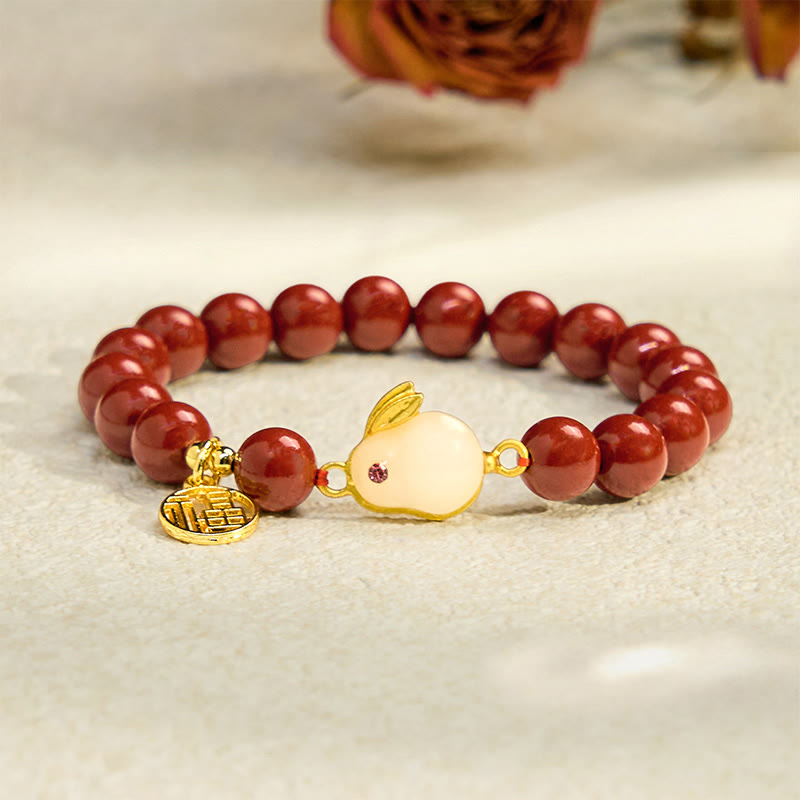 8mm Cinnabar Blessing Bracelet with Fu Character for Luck