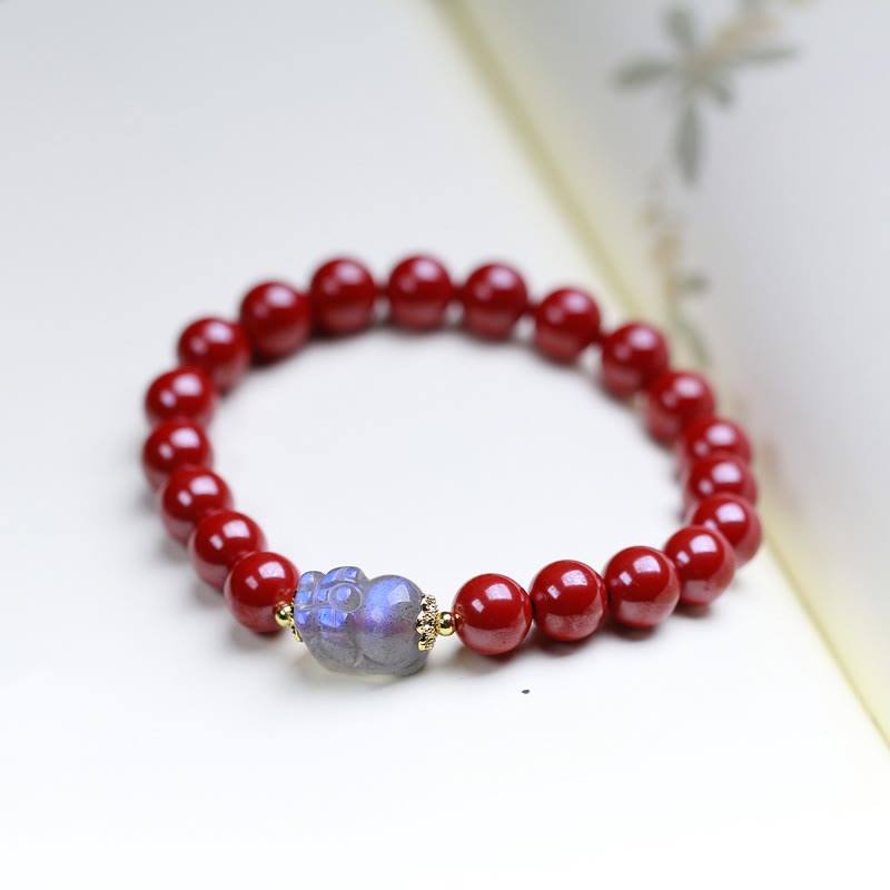 8mm Cinnabar Moonstone PiXiu Blessing Bracelet