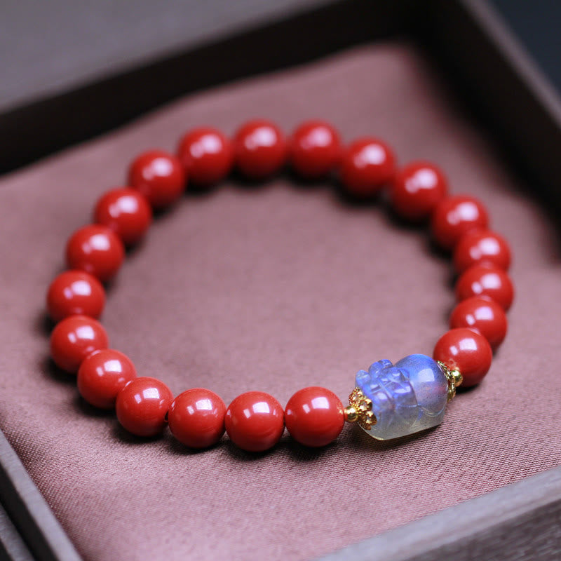 8mm Cinnabar Moonstone PiXiu Blessing Bracelet