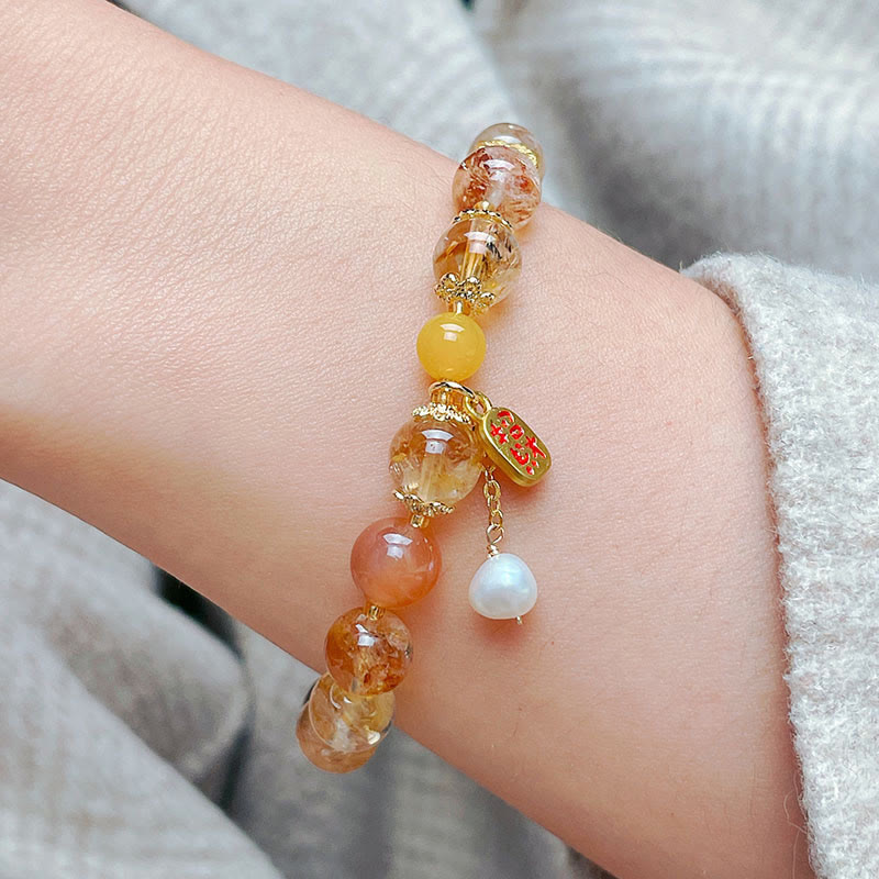8mm Citrine Bracelet for Happiness and Prosperity