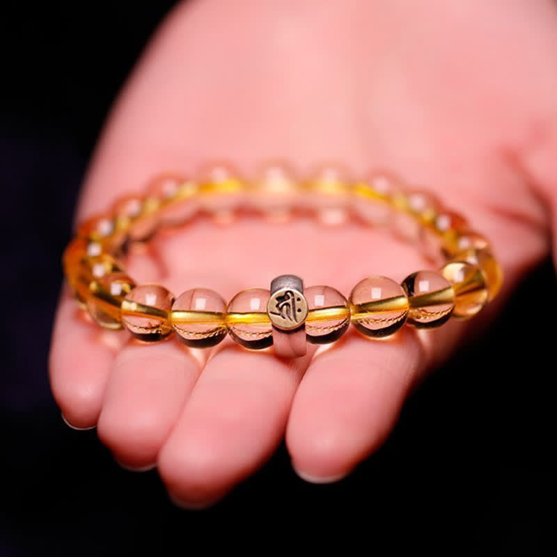 8mm Citrine Chinese Zodiac Bracelet for Spiritual Protection