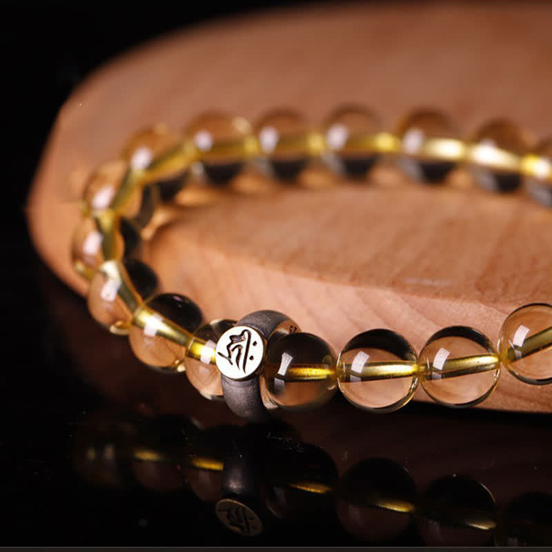8mm Citrine Chinese Zodiac Bracelet for Spiritual Protection