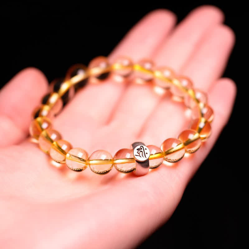 8mm Citrine Chinese Zodiac Bracelet for Spiritual Protection