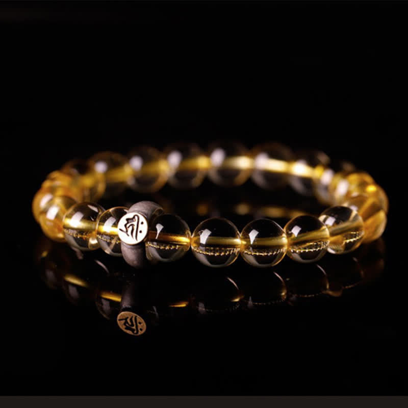 8mm Citrine Chinese Zodiac Bracelet for Spiritual Protection