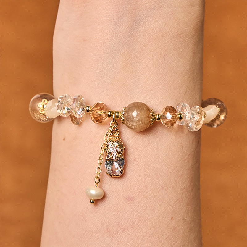 8mm Citrine Green Strawberry Quartz Pixiu Bracelet for Prosperity