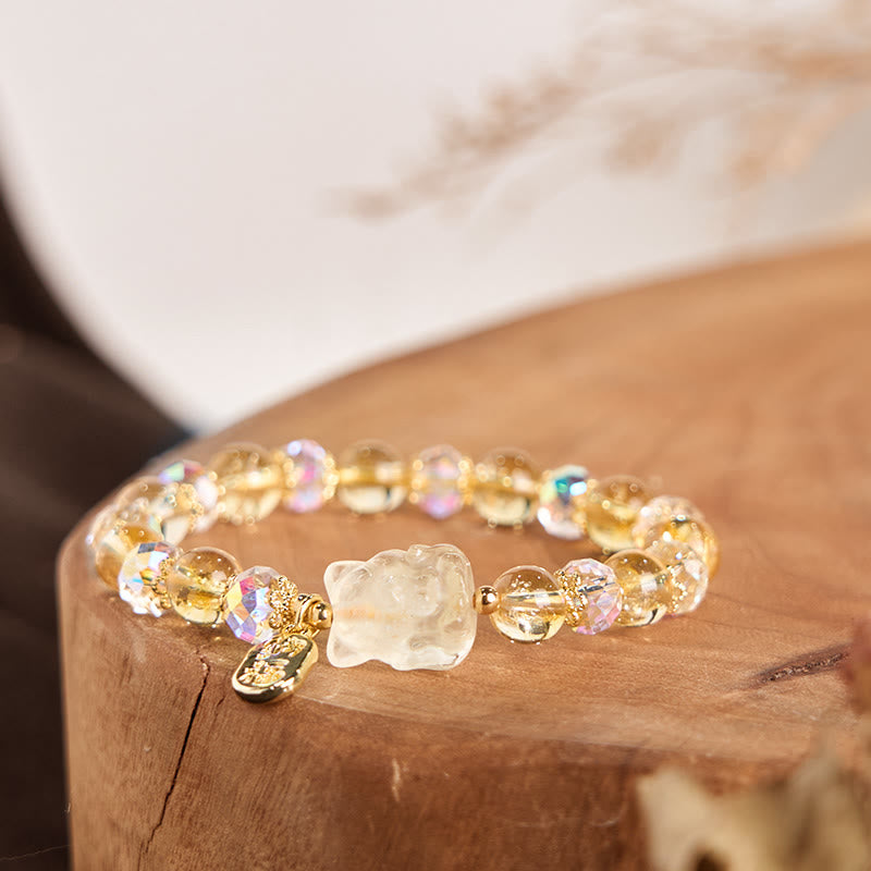 8mm Citrine White Crystal Wealth Attracting Bracelet for Women