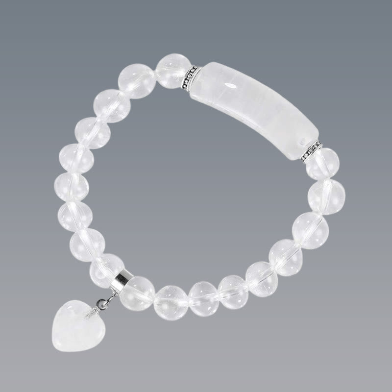 8mm Clear Quartz Love Heart Healing Bracelet for Balance