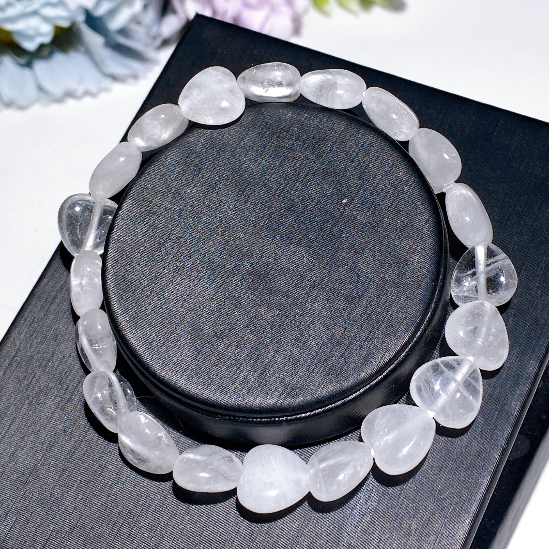 8mm Crystal Heart Bracelet for Emotional Healing & Love