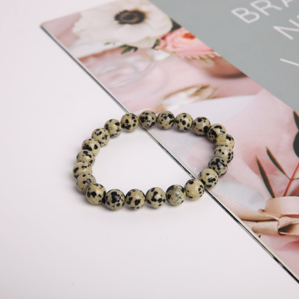 8mm Dalmatian Crystal Bracelet for Healing & Protection