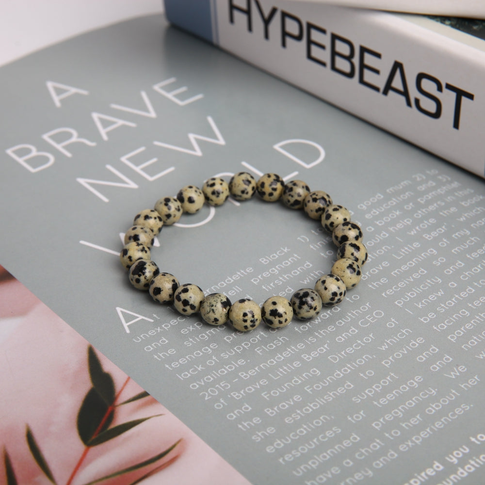 8mm Dalmatian Crystal Bracelet for Healing & Protection