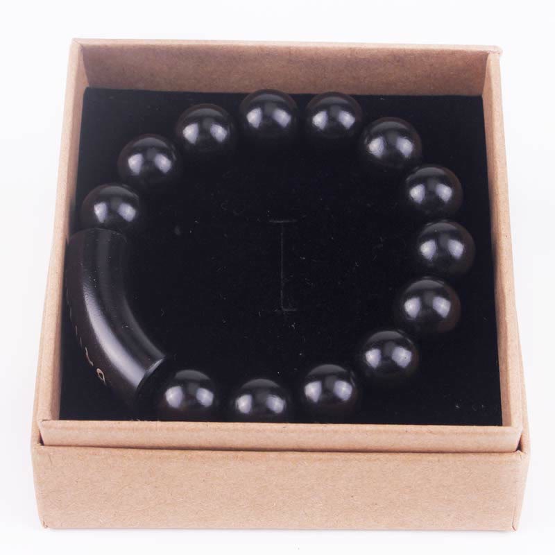 8mm Ebony Wood Om Mani Padme Hum Silver Balance Bracelet