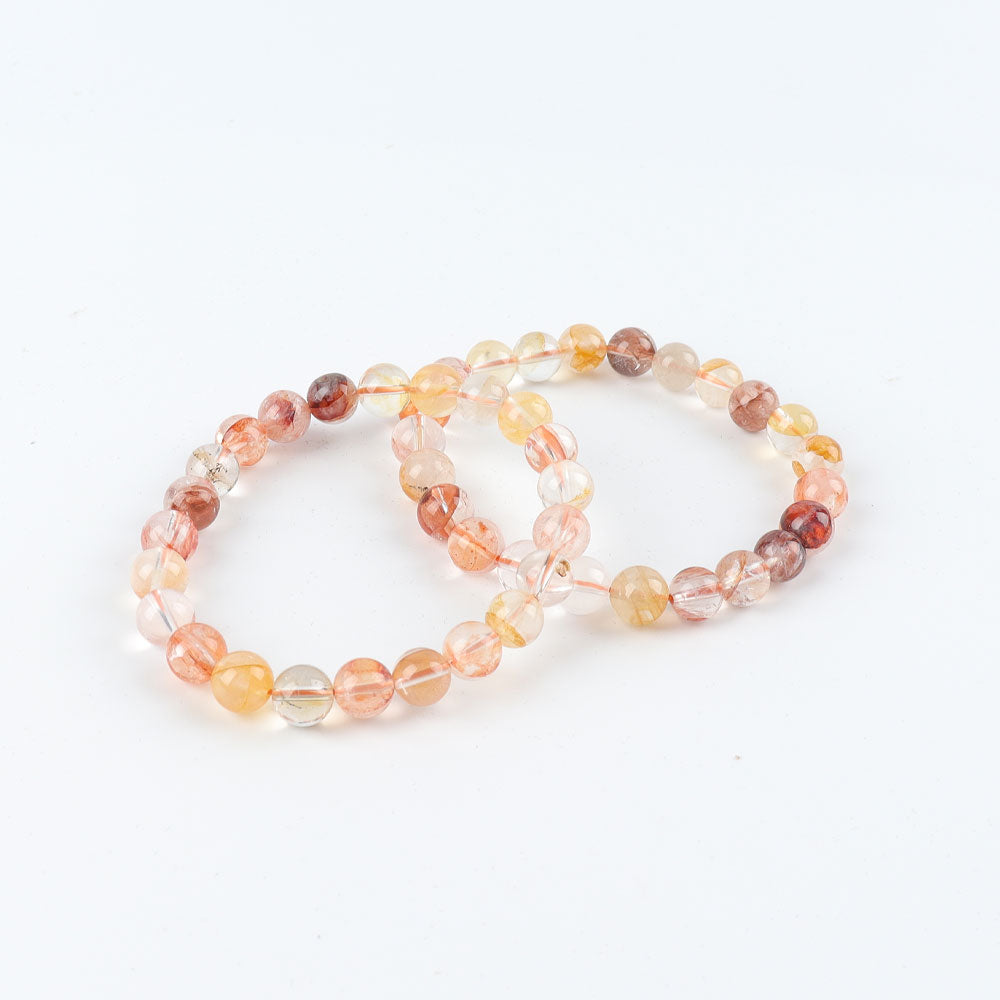 8mm Fire Quartz Clear Quartz Bracelet for Energy Healing