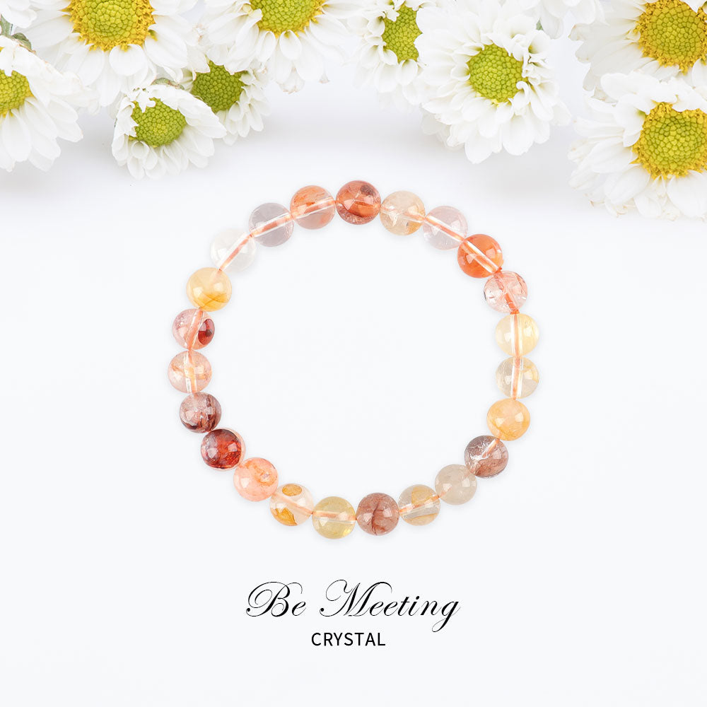 8mm Fire Quartz Clear Quartz Bracelet for Energy Healing