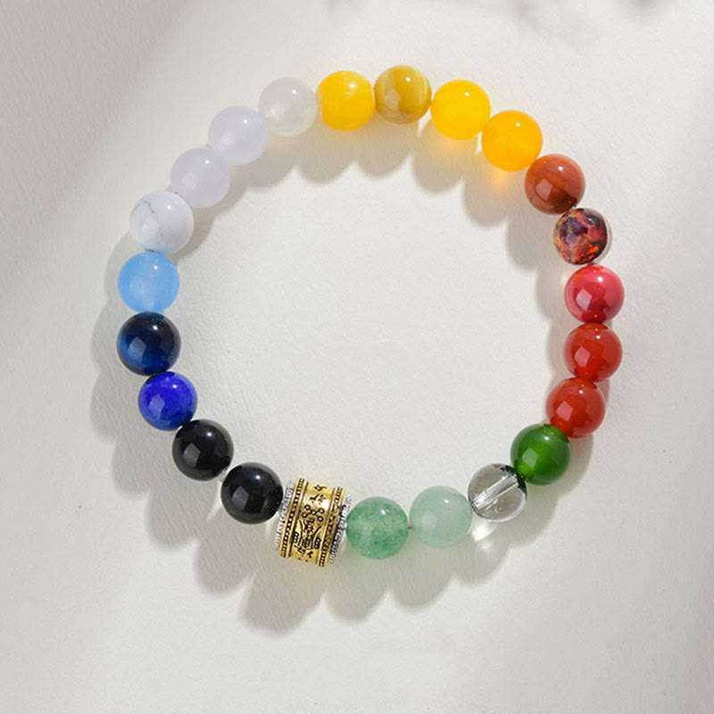 8mm Five Elements Luck Bracelet with Various Agate & Obsidian Beads