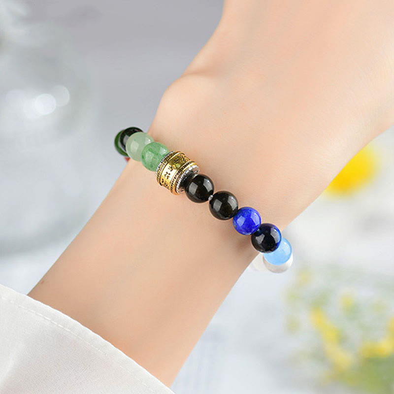 8mm Five Elements Luck Bracelet with Various Agate & Obsidian Beads
