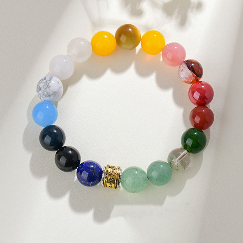 8mm Five Elements Luck Bracelet with Various Agate & Obsidian Beads